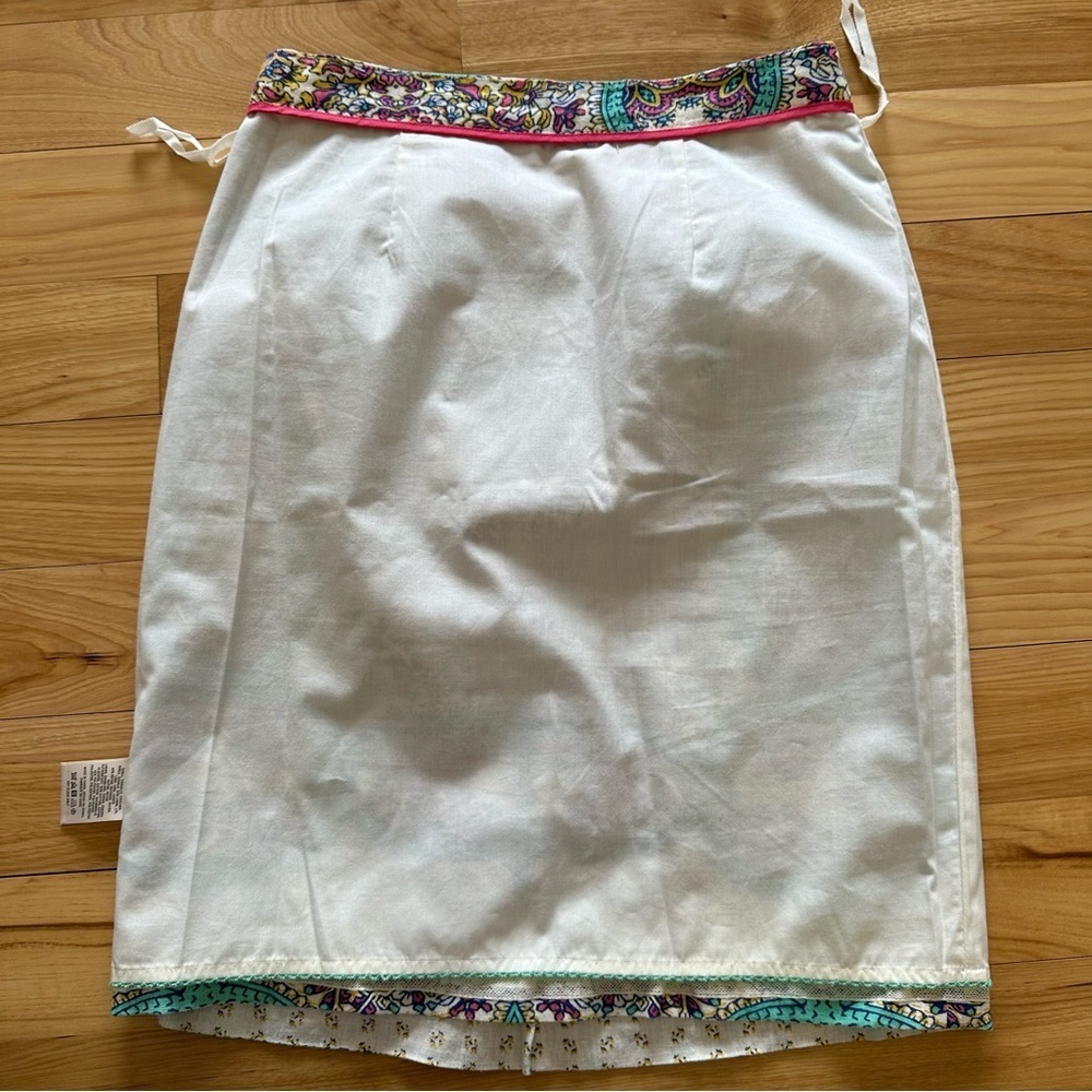 Maeve Turquoise Blue Pink Ivory Floral Print Skirt 2 Anthropologie Linen Blend - Picture 13 of 14